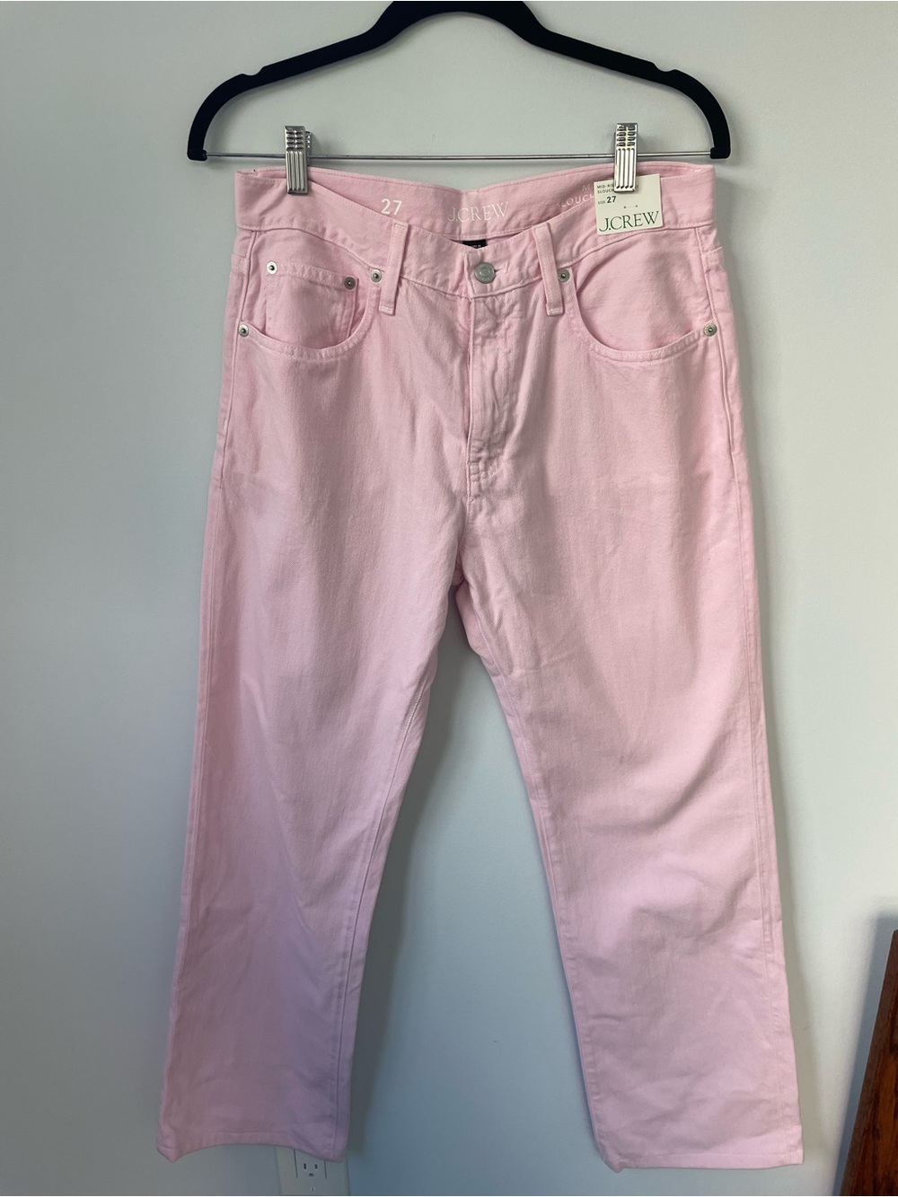 NWT J. Crew Pink Mid Rise Slouchy Jeans